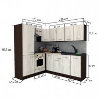 Bucatarie de Colt GENA NEW 5 ST. 170-220, Cu Corp de Cuptor, Wenge / Decor K365
